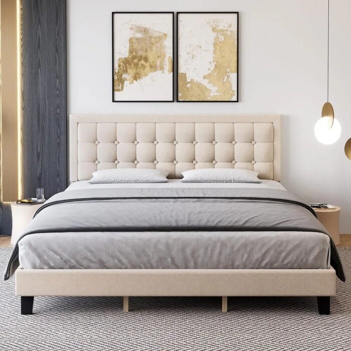 simple bed with headbord