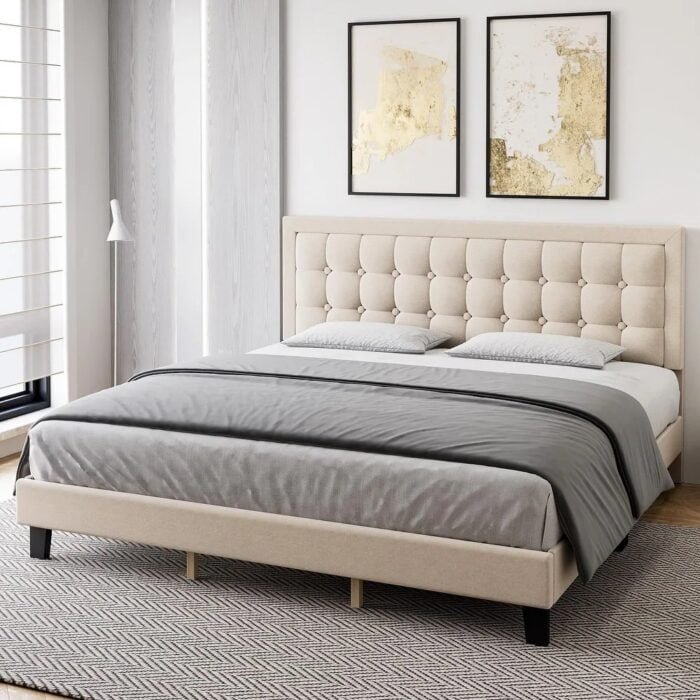 simple bed with headbord