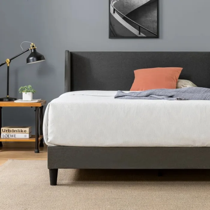 Upholstered Winged Headboard Bed